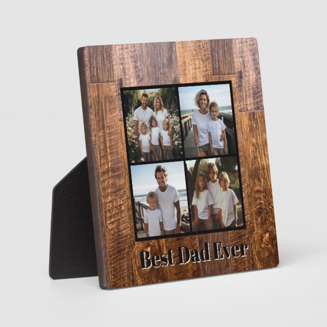 Bester Vater je rustikal dunkelholz Getreide Vater Fotoplatte (Vorderseite)