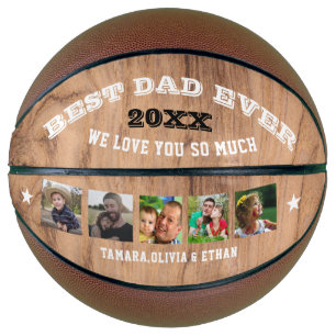  Bester Vater je rustikales Holz 5 FotoCollage Basketball