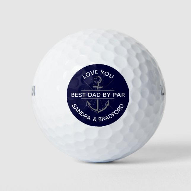 Bester Vater je Sailboat Monogram Name Navy Blue Golfball (Vorderseite)