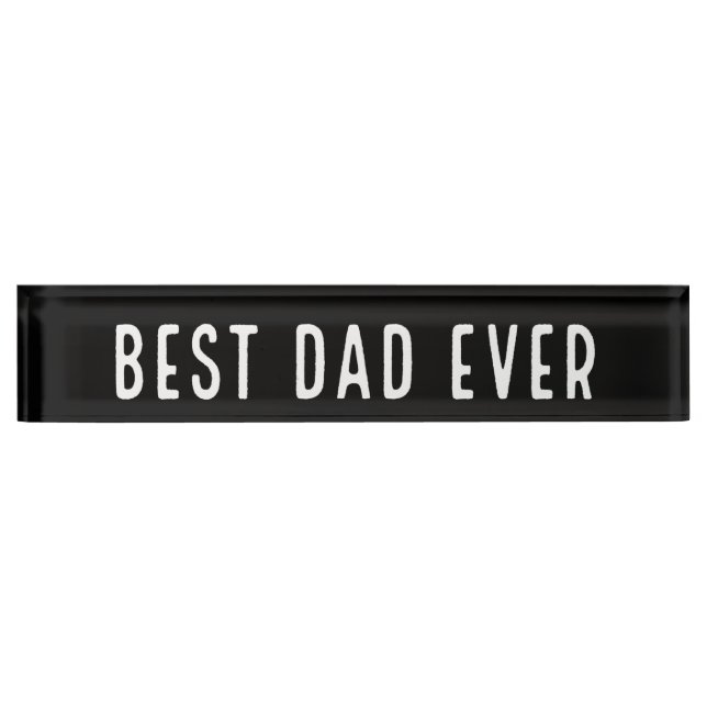 Bester Vater je| Schwarz und Weiß Namensplakette (Vorderseite)