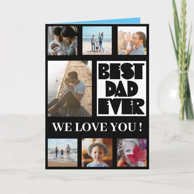 Bester Vater je Schwarz-Weiß-FotoCollage Karte (Vorderseite)