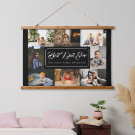 Bester Vater je schwarze FotoCollage Wandteppich Mit Holzrahmen