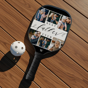 Bester Vater je Script Vatertag FotoCollage Pickleball Schläger