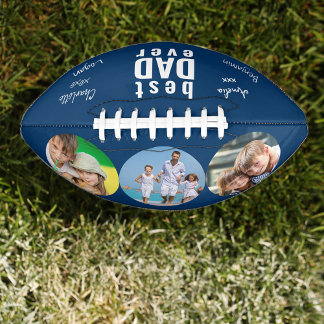 Bester Vater je signiertes Foto Blau Personalisier Football