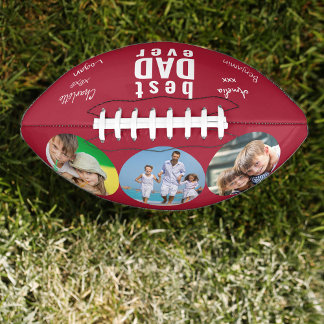 Bester Vater je signiertes Foto Rot Personalisiert Football