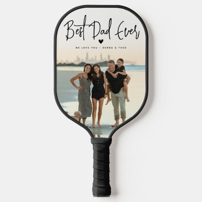 Bester Vater je Skript 2x Foto Pickleball Schläger (Vorderseite)