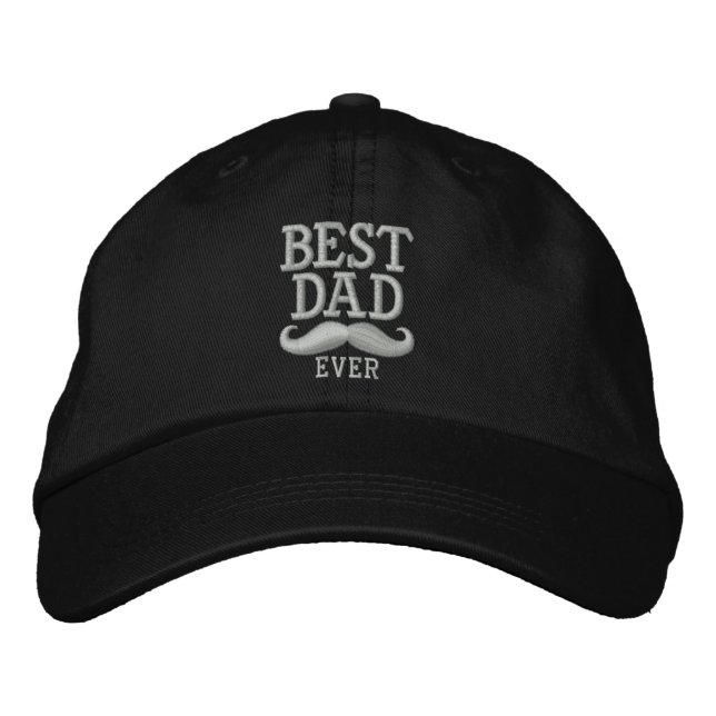 Bester Vater je Super Vater Mustache Stickerei Bestickte Baseballkappe (Vorderseite)