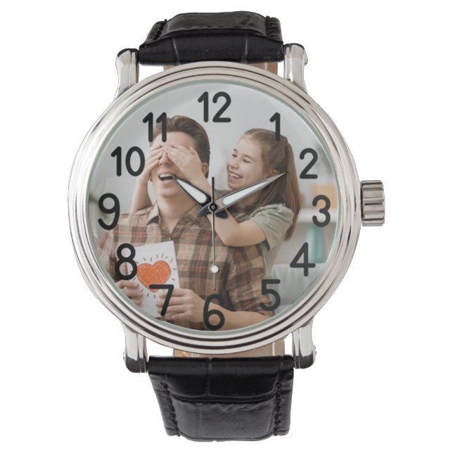Bester Vater je Typografie Foto des Vaters Armbanduhr (Vorderseite)