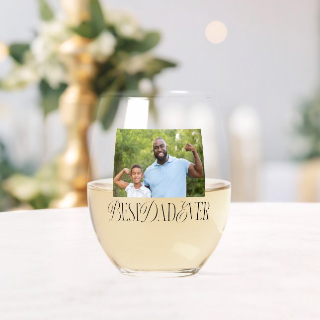 Bester Vater je Typografie-Foto Weinglas Ohne Stiel (Insitu (Hochzeit))