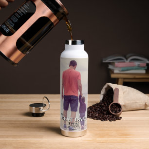 Bester Vater je Typografie Vater Volles Foto Trinkflasche