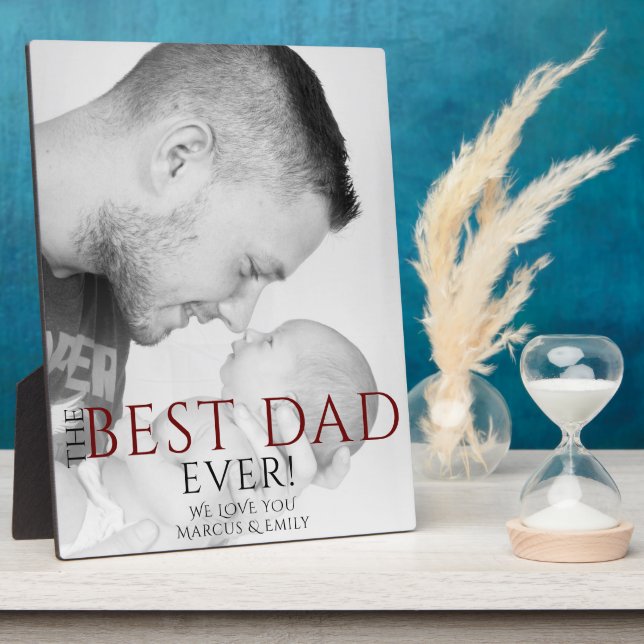Bester Vater je Typografie Volles Foto Fotoplatte (Seite)