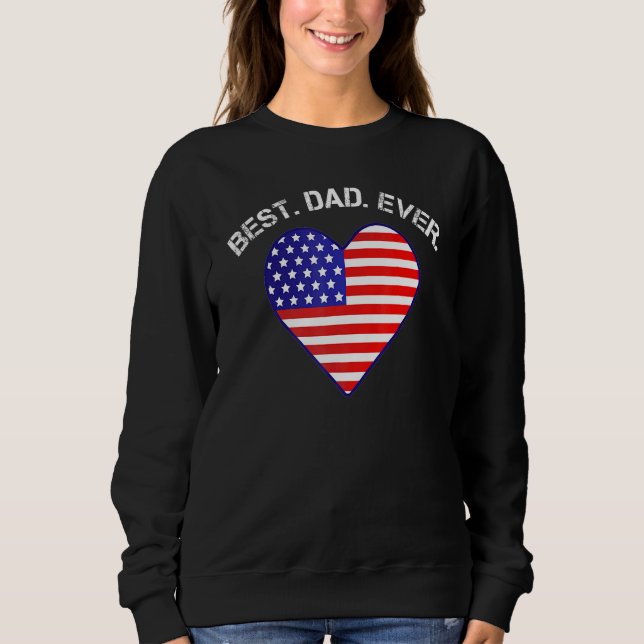 Bester Vater je US-Flagge Herzstück amerikanisches Sweatshirt (Vorderseite)