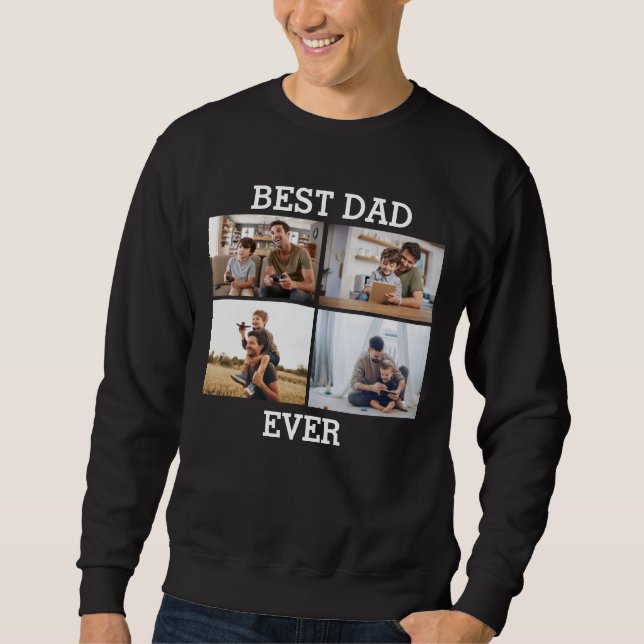 Bester Vater je Vater Daddy Foto Collage Bild Sweatshirt (Vorderseite)