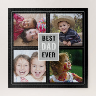 Bester Vater je Vatertag 4 Fotocollage Schwarz