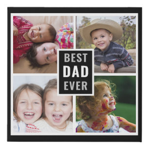 Bester Vater je Vatertag 4 Fotocollage Schwarz Künstlicher Leinwanddruck