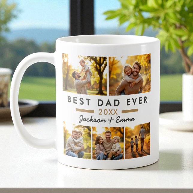 Bester Vater je Vatertag 5 FotoCollage Kaffeetasse (Von Creator hochgeladen)