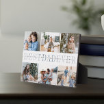 Bester Vater je | Vatertag 6 Foto Fotoplatte<br><div class="desc">Mit dieser sechs Foto Collage-Plakette kreieren Sie ein süßes Geschenk für einen geliebten Vater. "Best Vater Ever" erscheint in der Mitte in weich-grau-blauer Schrift,  mit Ihrer benutzerdefinierten Nachricht und Kindernamen überlagert.</div>