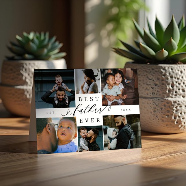 Bester Vater je | Vatertag 6 FotoCollage Karte (Best Father Ever | Father's Day 6 Photo Collage Card)