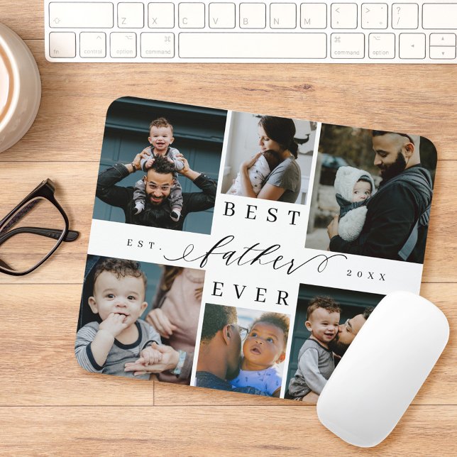Bester Vater je | Vatertag 6 FotoCollage Mousepad (Von Creator hochgeladen)