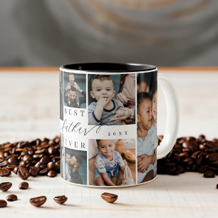Bester Vater je Vatertag 8 FotoCollage Zweifarbige Tasse