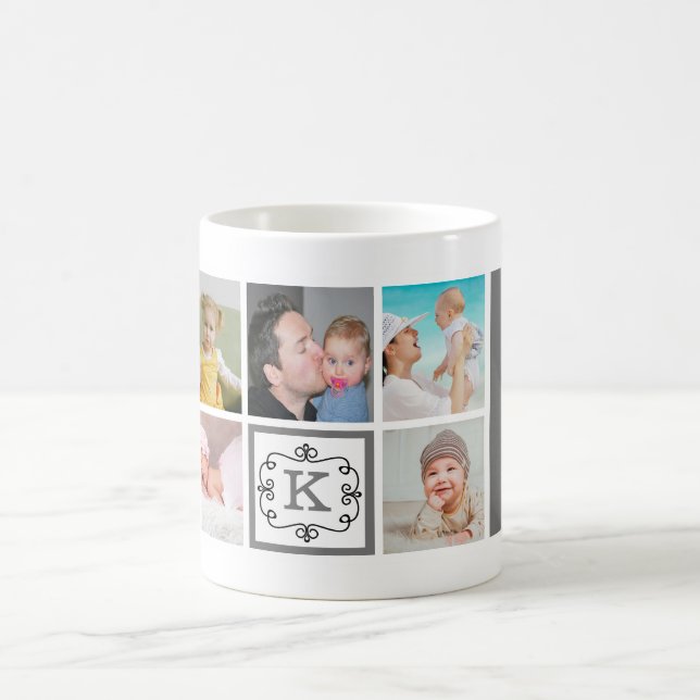Bester Vater je Vatertag Foto Collage Monogramm Kaffeetasse (Mittel)