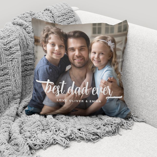 Bester Vater je Vatertag Foto Kissen (Cute custom photo throw pillow for the Best Dad Ever.)