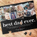 Bester Vater je Vatertag FotoCollage<br><div class="desc">Modernes Vaterpuzzle mit einer Collage aus 12 Familienbildern, die Sie durch Ihr eigenes Foto ersetzen können, das Sprichwort "bester Vater aller Zeiten", eine personalisierte Danksagung, ein niedliches rotes Herz und Ihre Kindernamen.</div>