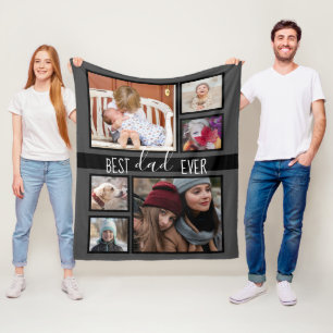 Bester Vater je Vatertag Multi-Foto Grau Fleecedecke