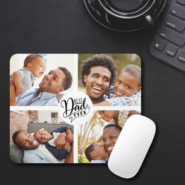 Bester Vater je Vier-Foto-Maus-Pad Mousepad (Best Dad Ever Four Photo Mouse Pad)