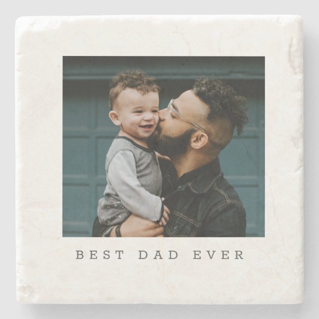 Bester Vater je Volles Foto Personalisiert Steinuntersetzer (Vorderseite)