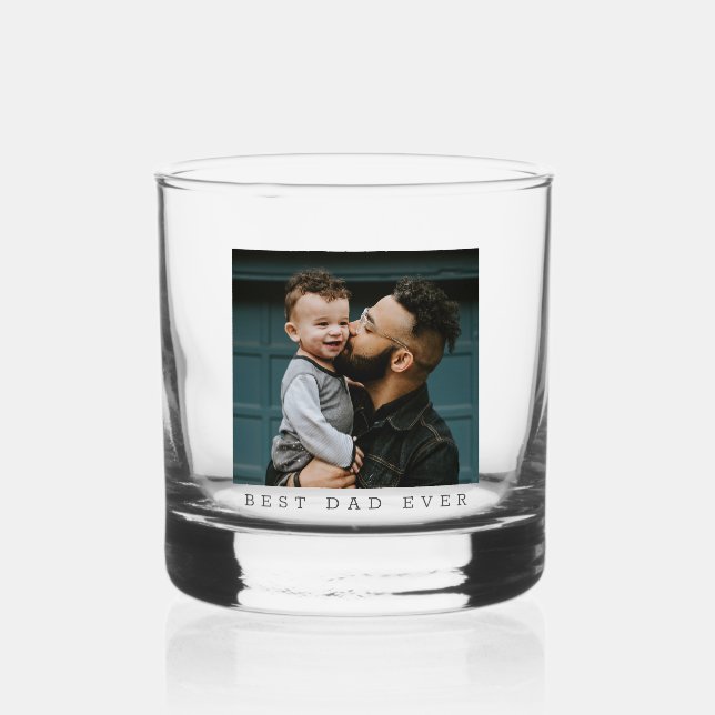 Bester Vater je Volles Foto Personalisiert Whiskyglas (Vorderseite)