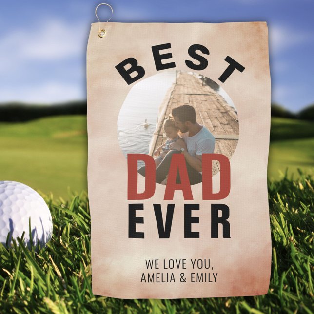 Bester Vater je Wasserfarbe Foto des Vaters Golfhandtuch (Von Creator hochgeladen)