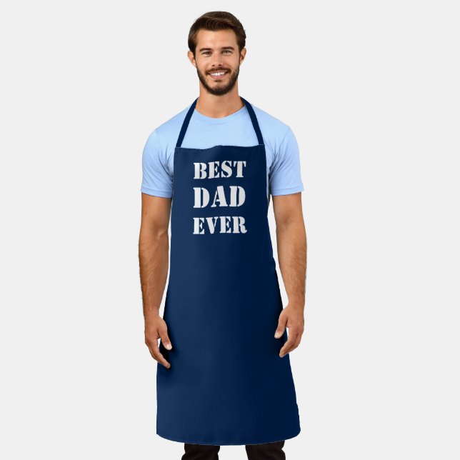 Bester Vater je weiß & marineblau Moderne Typograf Schürze (Getragen)