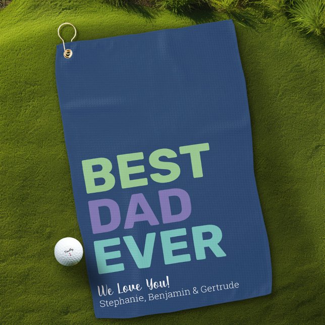 Bester Vater je - Whimsical Gruß Golfhandtuch (Personalized Golf Towel with name)