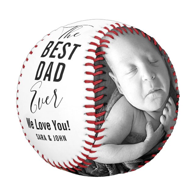 Bester Vater je White Baby 2 Fotos Name Baseball (Schrägansicht)