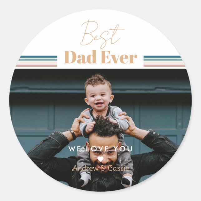 Bester Vater je Wir Liebe dich Runder Aufkleber (Vorderseite)
