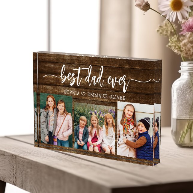 Bester Vater je - Wood Vatertag FotoCollage Fotoblock (Von Creator hochgeladen)