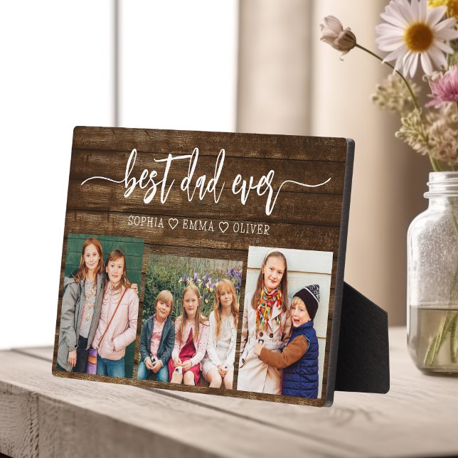 Bester Vater je - Wood Vatertag FotoCollage Fotoplatte (Von Creator hochgeladen)