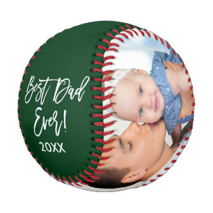 Bester Vater jedes Jahr 2 Foto Pinselschrift grün Baseball