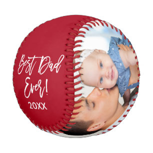 Bester Vater jedes Jahr 2 Foto Pinselschrift rot Baseball