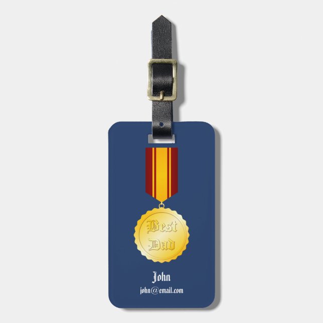 Bester Vater-Medaille Brooch Vatertag Gepäckanhänger (Vorderseite vertikal)