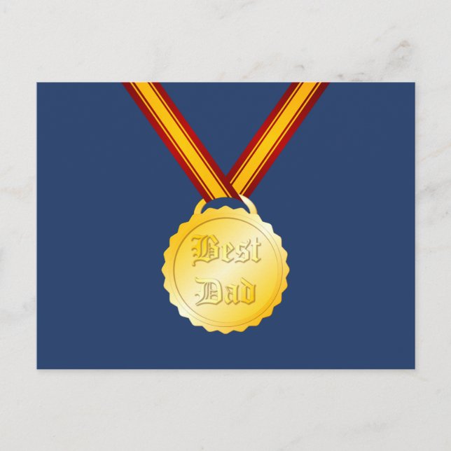 Bester-Vater-Medaille Vatertag Postkarte (Vorderseite)