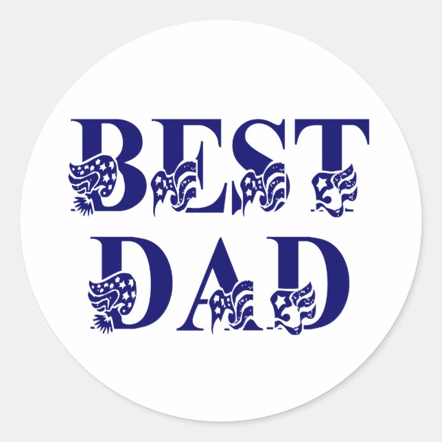 Bester Vater mit Flags Blue Text Runder Aufkleber (Vorderseite)