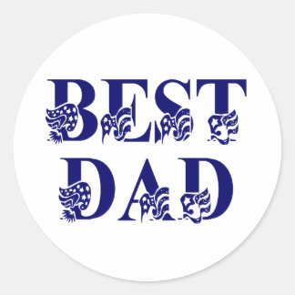 Bester Vater mit Flags Blue Text Runder Aufkleber