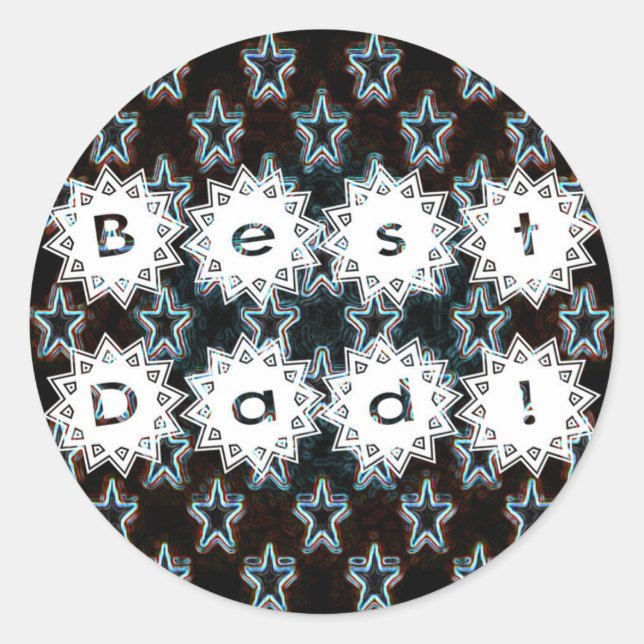 Bester Vater mit Neon Stars Runder Aufkleber (Vorderseite)