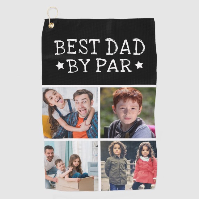Bester Vater mit Par-Fotosammlung Golfhandtuch (Vorderseite)