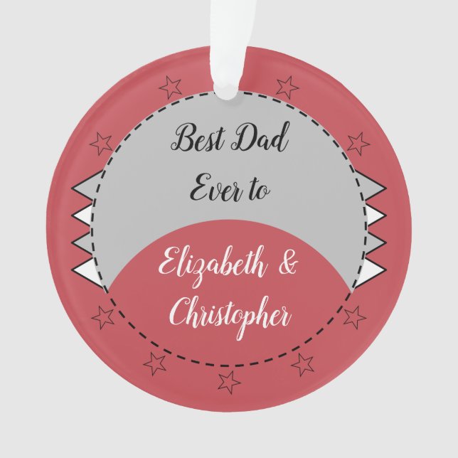 Bester Vater mit roten und grauen Namen Ornament (Vorderseite)