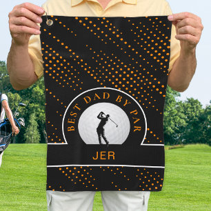 Bester Vater nach Maß Männlich Golfer Orange Golfhandtuch