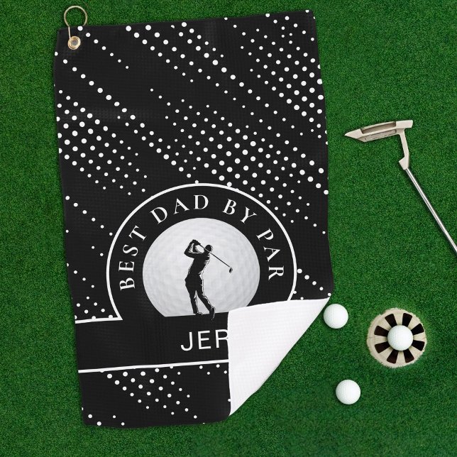 Bester Vater nach Maß Männlich Golfer Schwarz & We Golfhandtuch (Best Dad By Par Custom Male Golfer Black & White Golf Towel)