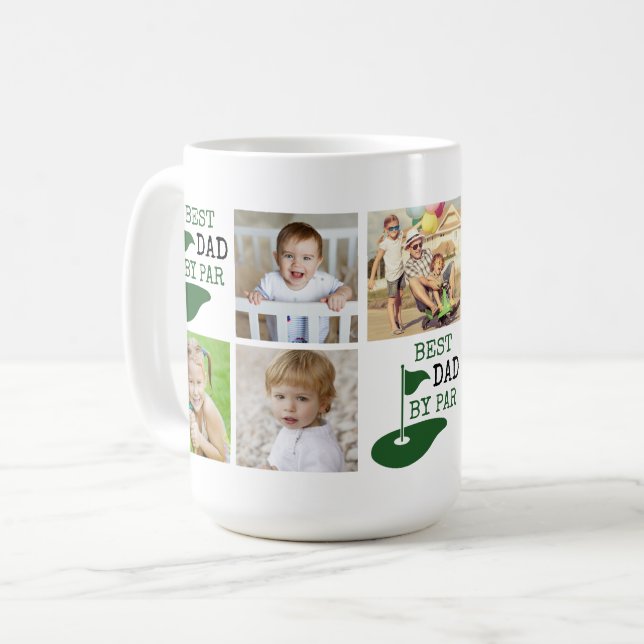BESTER VATER NACH PAR 7 Foto-Collage Golfer Kaffeetasse (Vorderseite Links)